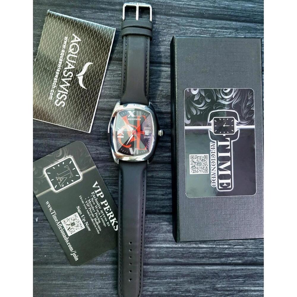 Rare Aquaswiss‎ Mens Red Ice Prism Crystal Swiss Date Watch